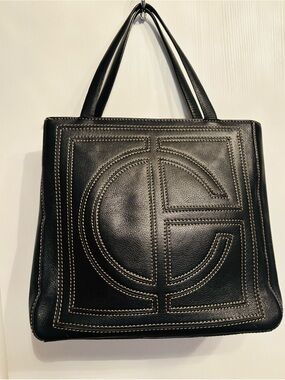 Cole Haan Black Leather handbag with Contrast Stitching
